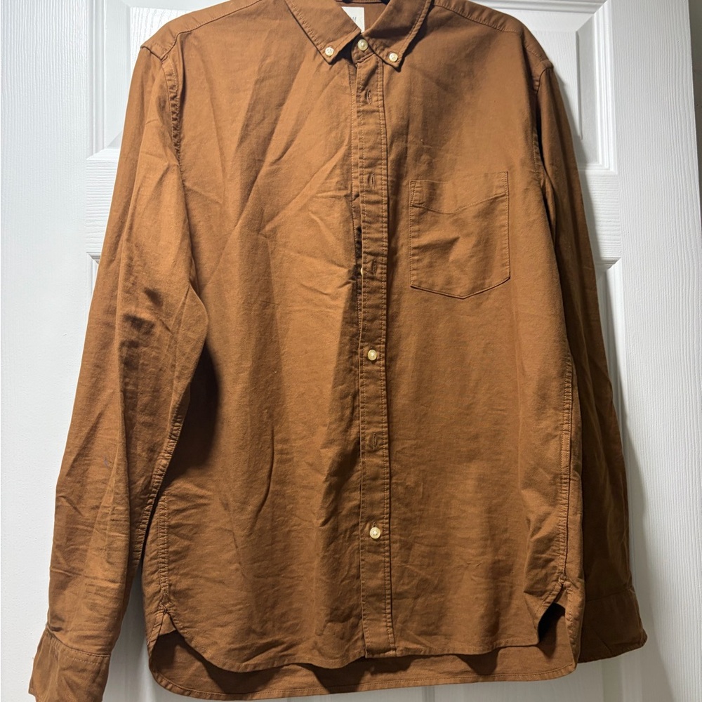 H&M Men's Casual Brown Button-Down Shirt